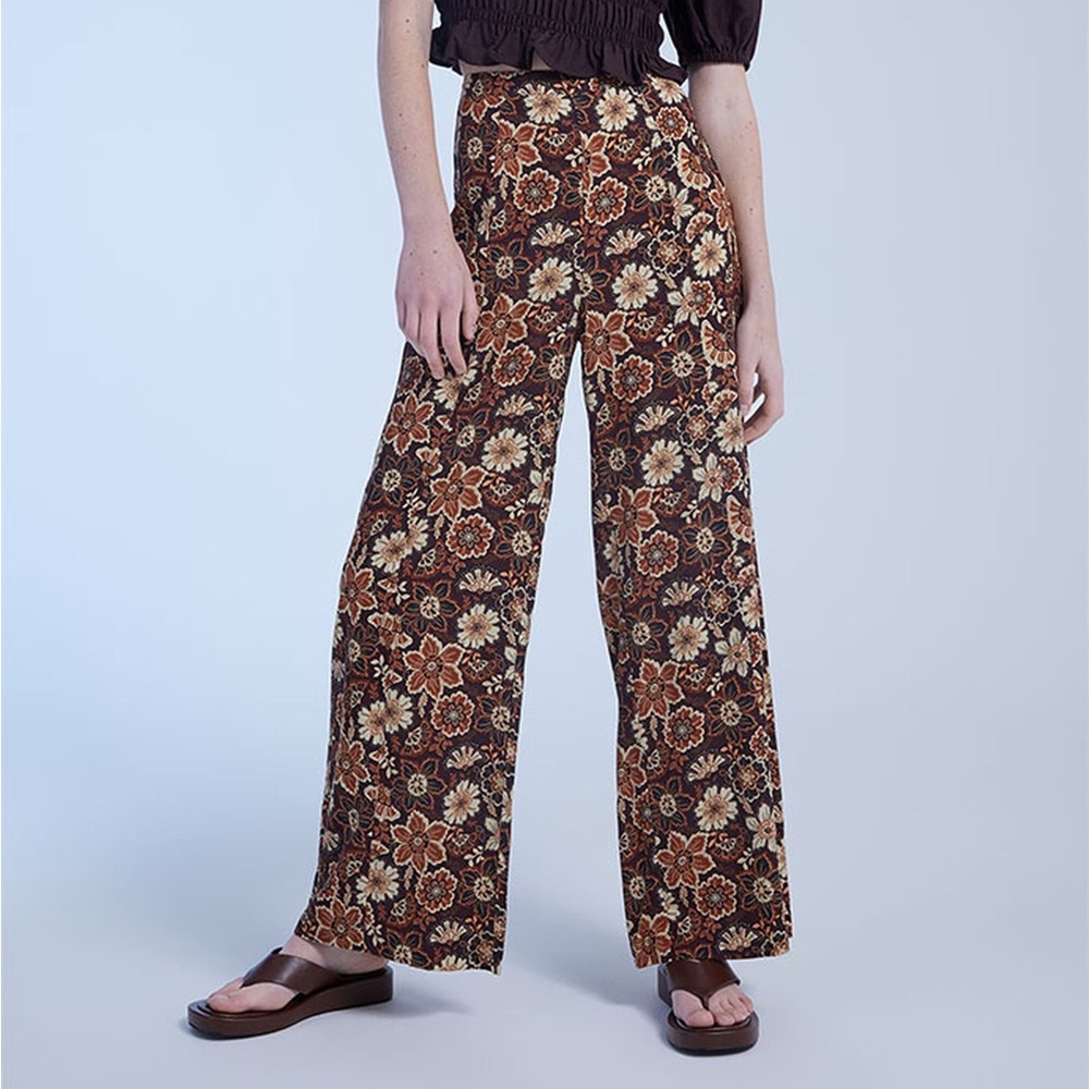 Rhythm Brown Floral Wide Leg Pants